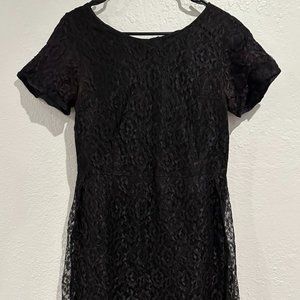 Vintage Black lace dress with removable snap button belt